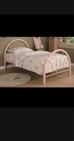 Pink Metal Twin Bed Frame and the mattress, twin bed set