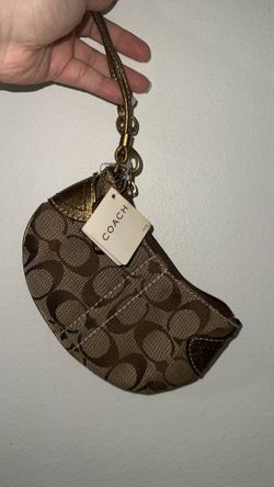 Coach Brown Wristlet with Gold Accents