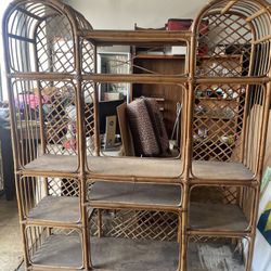 Vintage Rattan Bamboo Shelf 