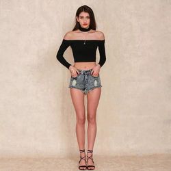 Off Shoulder Neck Halter Top