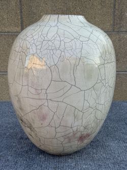Signed Original Vintage Art Vase Crackle Rake Glaze