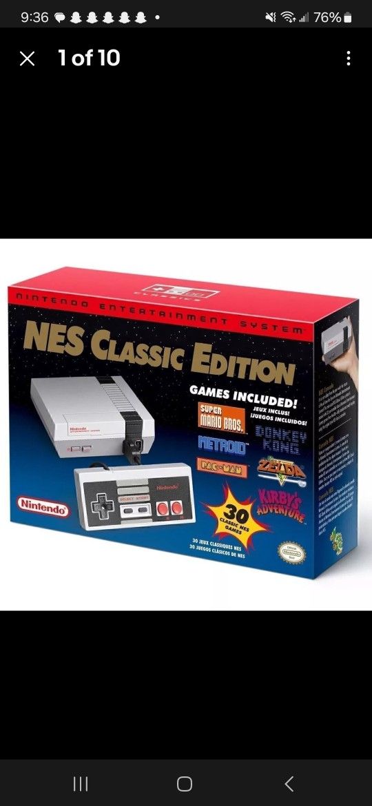 Nintendo Nes Classic Edition Mini Console w/ 30 Games & Nes Controller