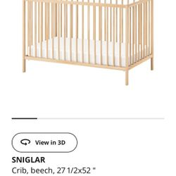 IKEA SNIGLAR Crib, Baby Bed, With Mattress