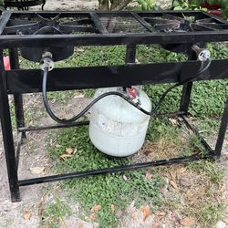 2 Propane Burner Outside Cooker With Tank 