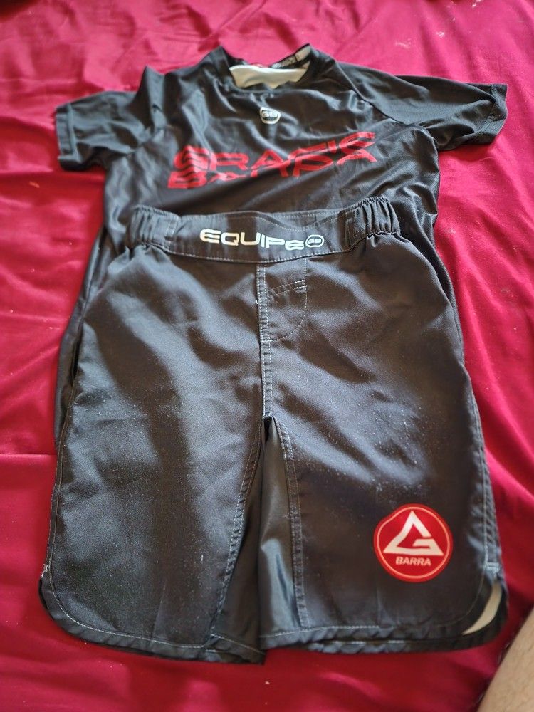 Used Gracie Barra No Gi Shorts and Shirt.