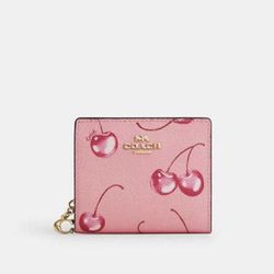 Coach Snap Wallet Pink Cherry Print