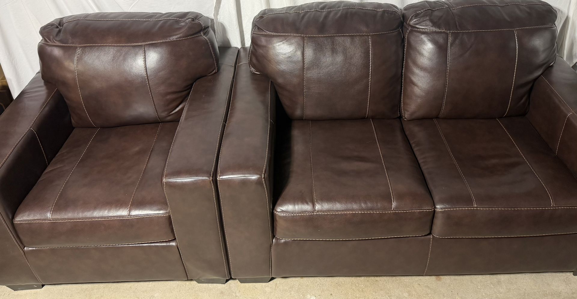 Leather Loveseat Sofa Couch And Chair Set Chocolate Brown