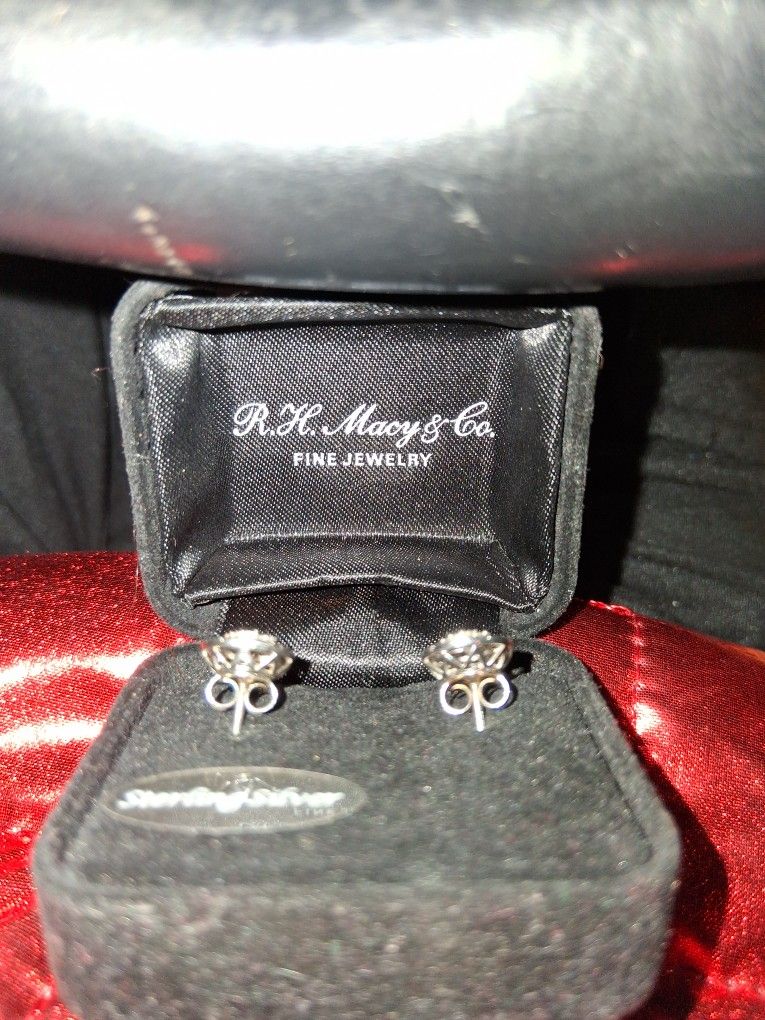 Sterling Silver Diamond Earrings
