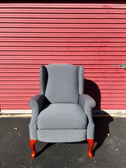 LaZ boy Gray Wingback Armchair with Wood Legs