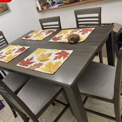 10-Pieces Dining Set of Table and 8 Chairs - Gray/brown