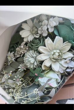 New Artificial Flower Bouquet Sage Green and White