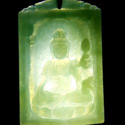 Burma type A icy jade Jadeite pendant Lady Buddha.