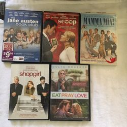 5 Rom Coms DVDs Mama Mia Eat Pray Love