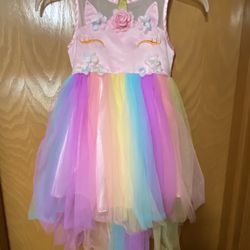 PINK UNICORN DRESS - Size 5