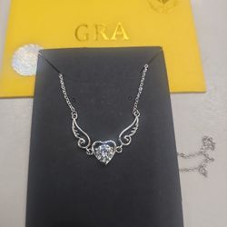 Sterling Silver Necklace Adjustable Size With Moisonite Diamonds 
