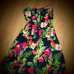 New Look Strapless High Low Floral Print Dress
