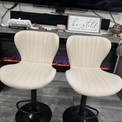 Bar Stools Set Of 2 Adjustable (24 In To 32in) It Swivels 