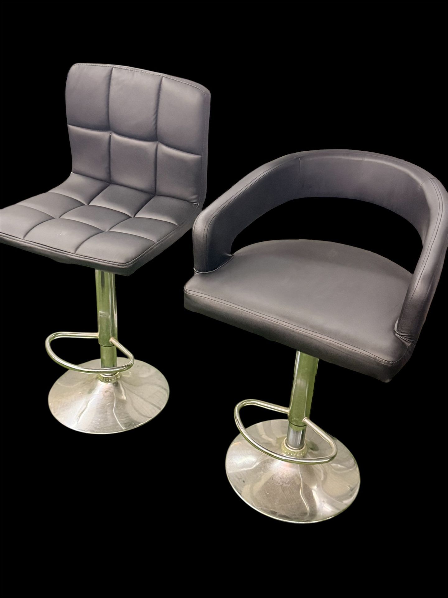 2 Modern Adjustable Bar Stools — Not a matching pair —