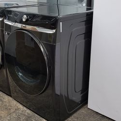  New Samsung Extra Large Capacity 5.0cu Front Load Washer And Stackable Gas Dryer Set In Brushed  Black 