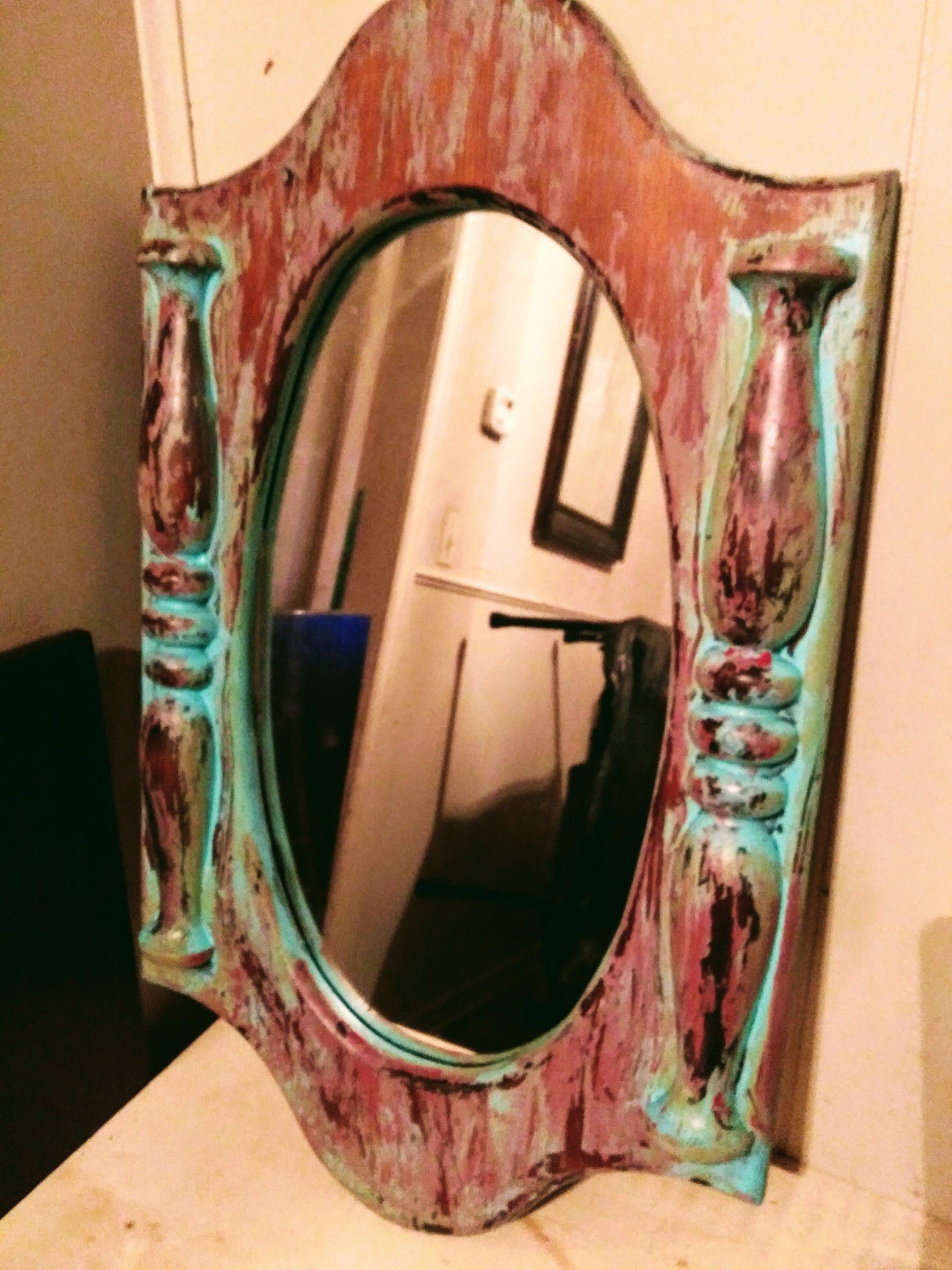 Wood shabby chic mirror