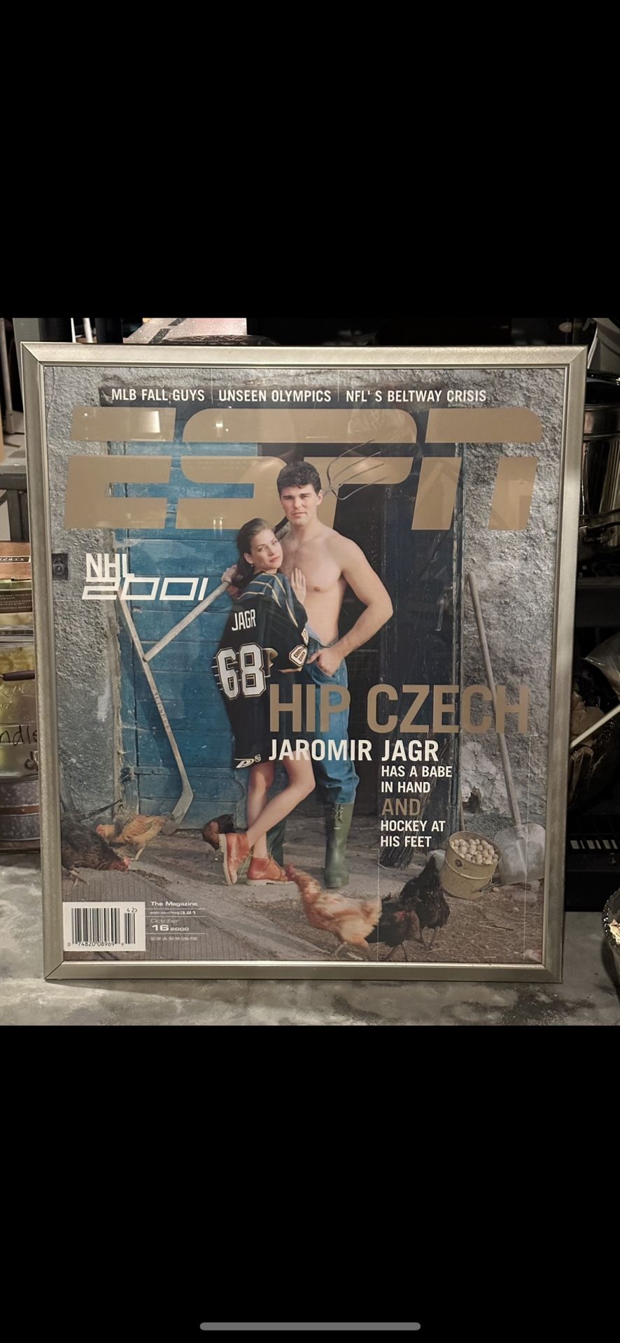 Vintage Professionally Framed Poster of Jaromir Jagr ESPN Cover Oct 2000