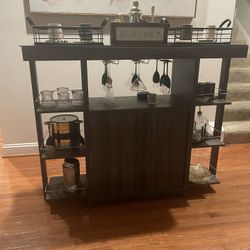 2 Sided Entertaining Movable Gray Wood Bar Cart