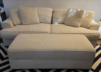 Sofa & Matching Ottoman - Ivory/Cream