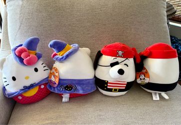Halloween Squishmallows; Plush Squishmallows Halloween 8”: ADORABLE Hello Kitty witch OR Peanuts Snoopy in Pirates costume NEW