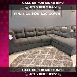BRAND NEW 2 Pc Sectional Couch -$39 initial and take home with financing
