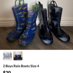 2 Boys Rain Boots Size 4 