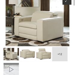 2-Ashley Furniture Texline oversized real leather recliners MAKE US AN OFFER- Need gone ASAP