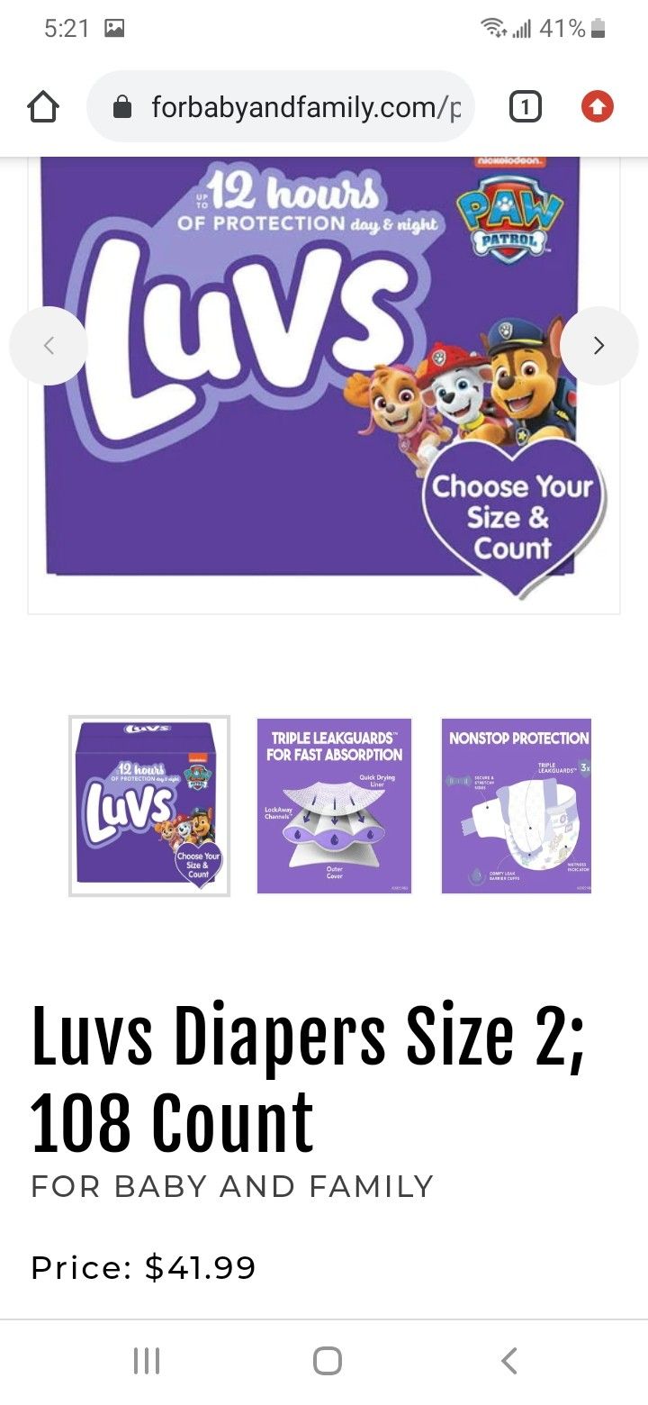 Luvs Diapers Size 2 Paw Patrol for Sale in Inglewood, CA - OfferUp