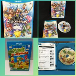 NINTENDO WII U VIDEO GAMES SMASH BROS YOSHI'S WOOLY WORLD 2 PC LOT RARE