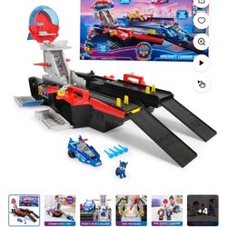 PAW Patrol: The Mighty Movie, Aircraft Carrier HQ, Chase Figure & Police Car, Ages 3+