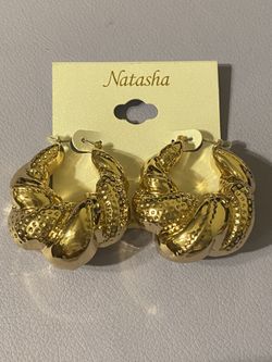 Natasha Chunky Gold Tone Hoop Earrings