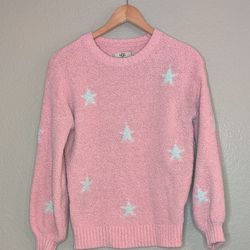 Pastel Pink Super Soft Knit Plush Sweater Stars