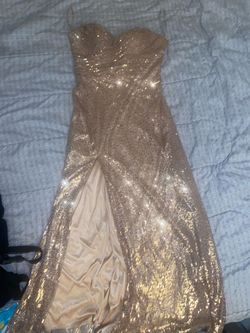 Gold Sequin Formal Gown with Slit