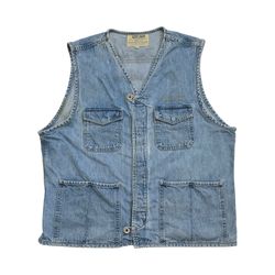 Vintage Guess Denim Vest Size XL Womens Jeans Button Up Triangle Logo USA Made