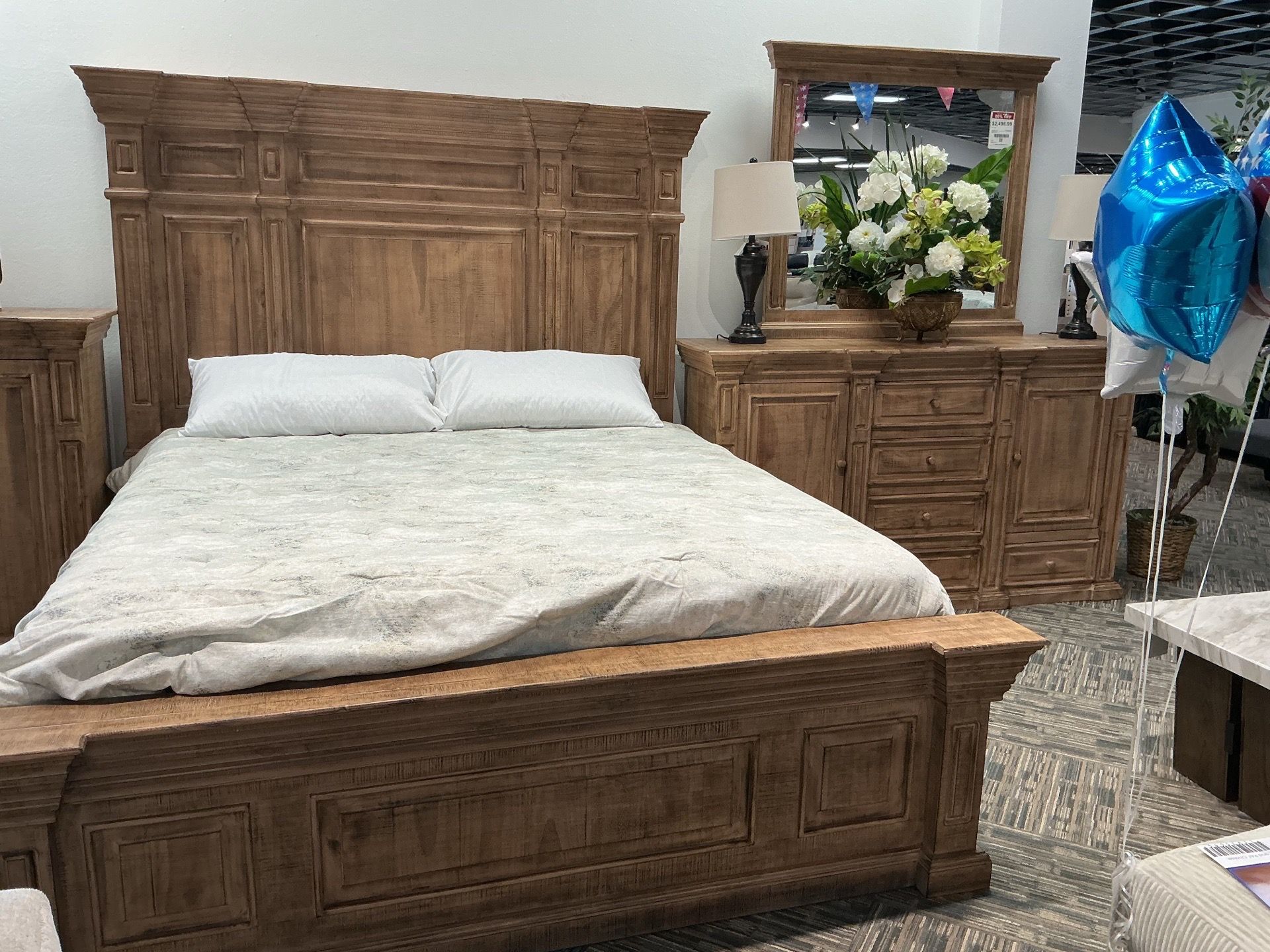 Traditional Rustic Natural Wood 6 Piece Bedroom Set