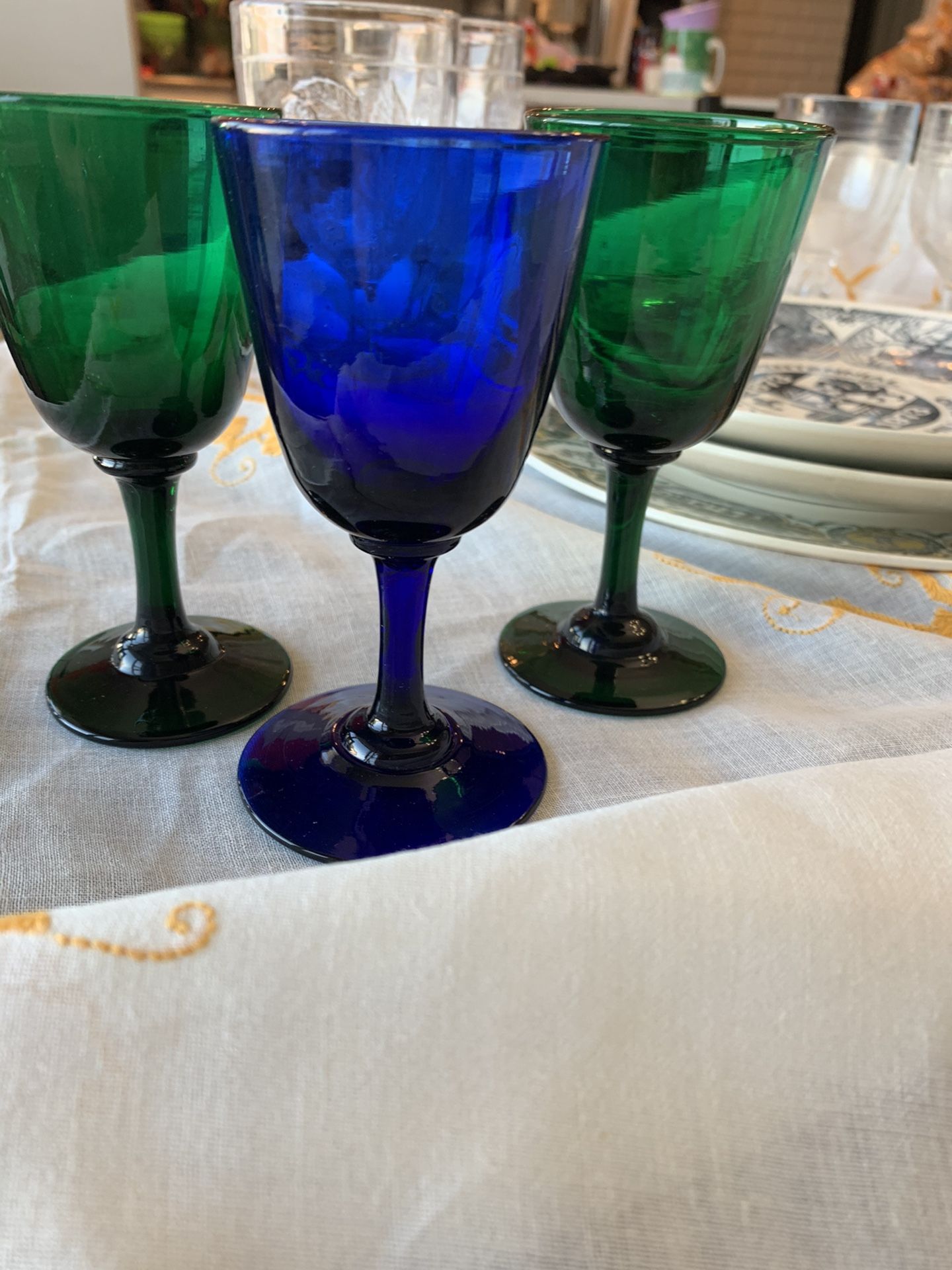 Vintage blown glass cordial glasses