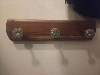 Wooden Wall Hook Rack with Paw Print Knobs