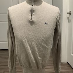BURBERRY London  Men's 1/4 Zip Beige  Pullover Size Medium 
