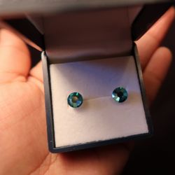 AB Swarovski Crystal Round Shaped Turquoise Ear Stud🔹