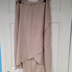 NY Collection Women's Maxi Skirt With Stretch Waist, Beige, Size Large