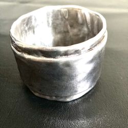 Sterling Silver 925 Israel Electroform Small Bracelet Bangel Heavy 64g 6" Wrist Thick Chunky Oxidized