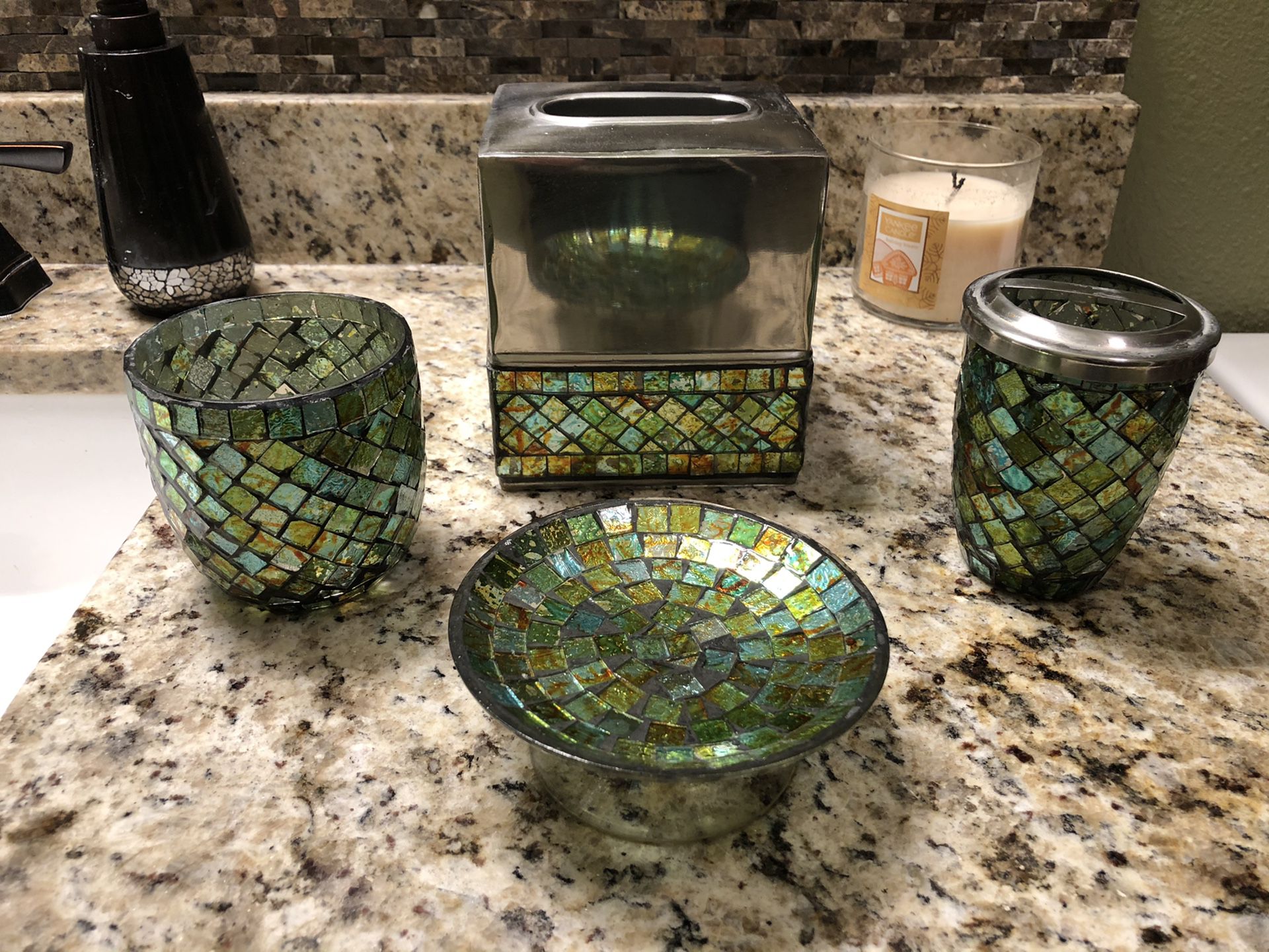 Gorgeous glass mosaic bathroom set / bath accessories