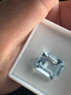 4.50 Ct Emerald Cut Aquamarine loose gem 12x10mm light natural blue