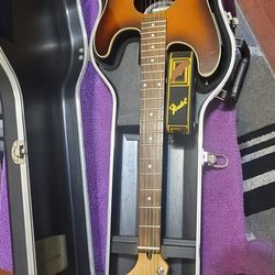 FENDER ORIGINAL 6 STRINGS ELECTROACOUSTIC GUITAR IN SUNBURST COLOR WITH HARD CASE INCLUDED