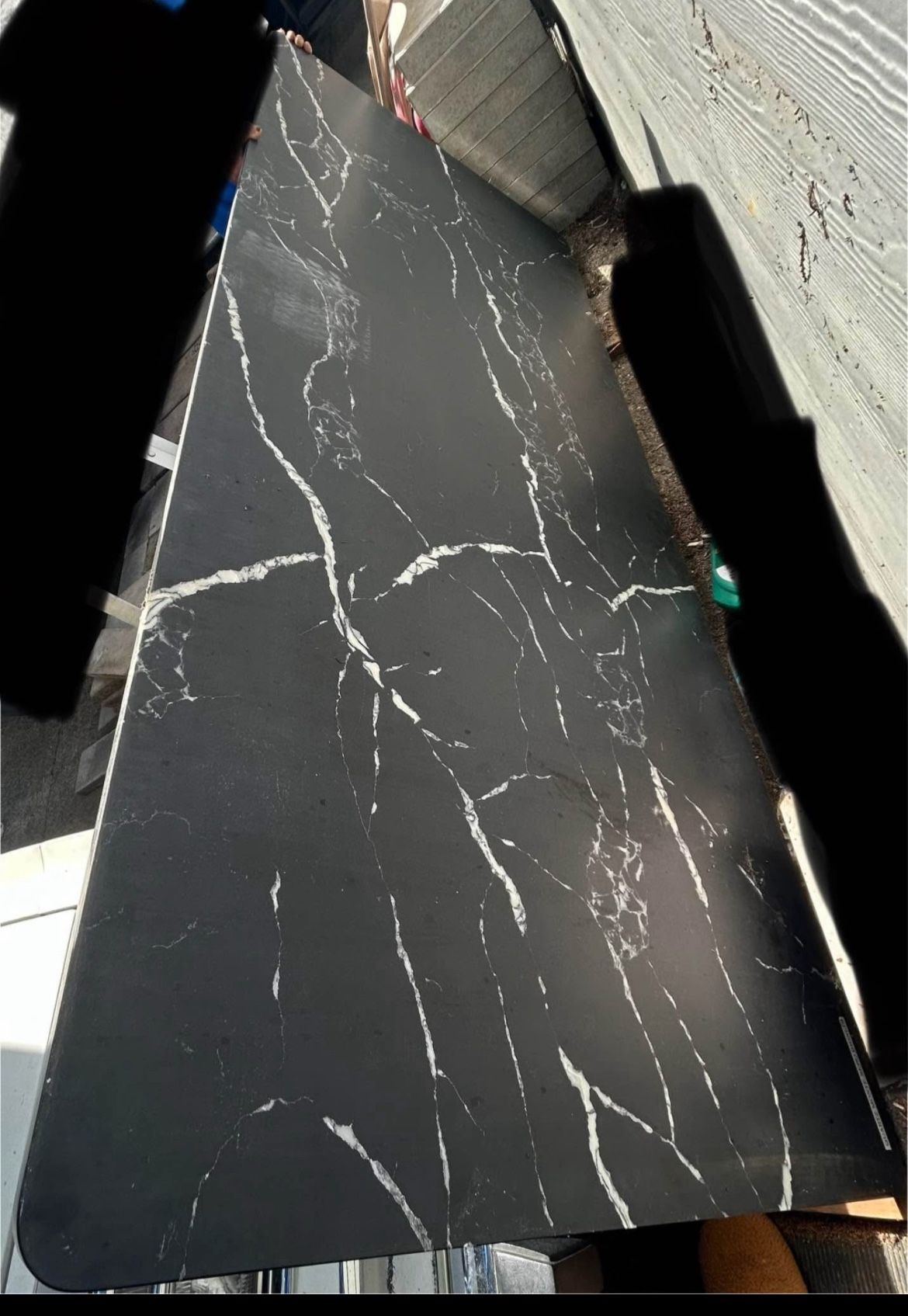 For Sale: Matte Black Quartz Slab w/ White Veining – 7’6” x 3’2” (Calacatta Style)