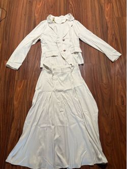 White Blazer & Maxi Skirt Set – Elegant Two Piece Outfit – Size M / US 6